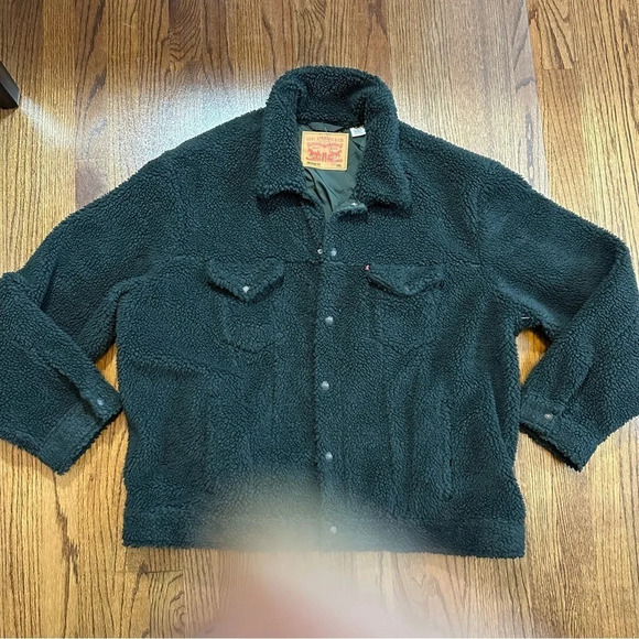 Levi Men's Cozy Vintage Relaxed Fit SherpaTrucker Jacket in Grey.   Sz: 2XL - Picture 8 of 14